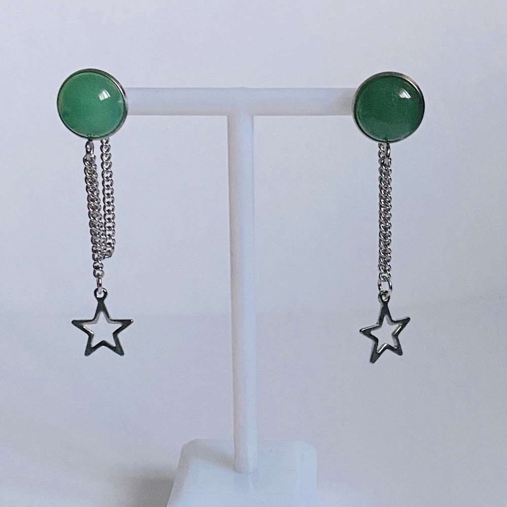Jade Star jacket earrings